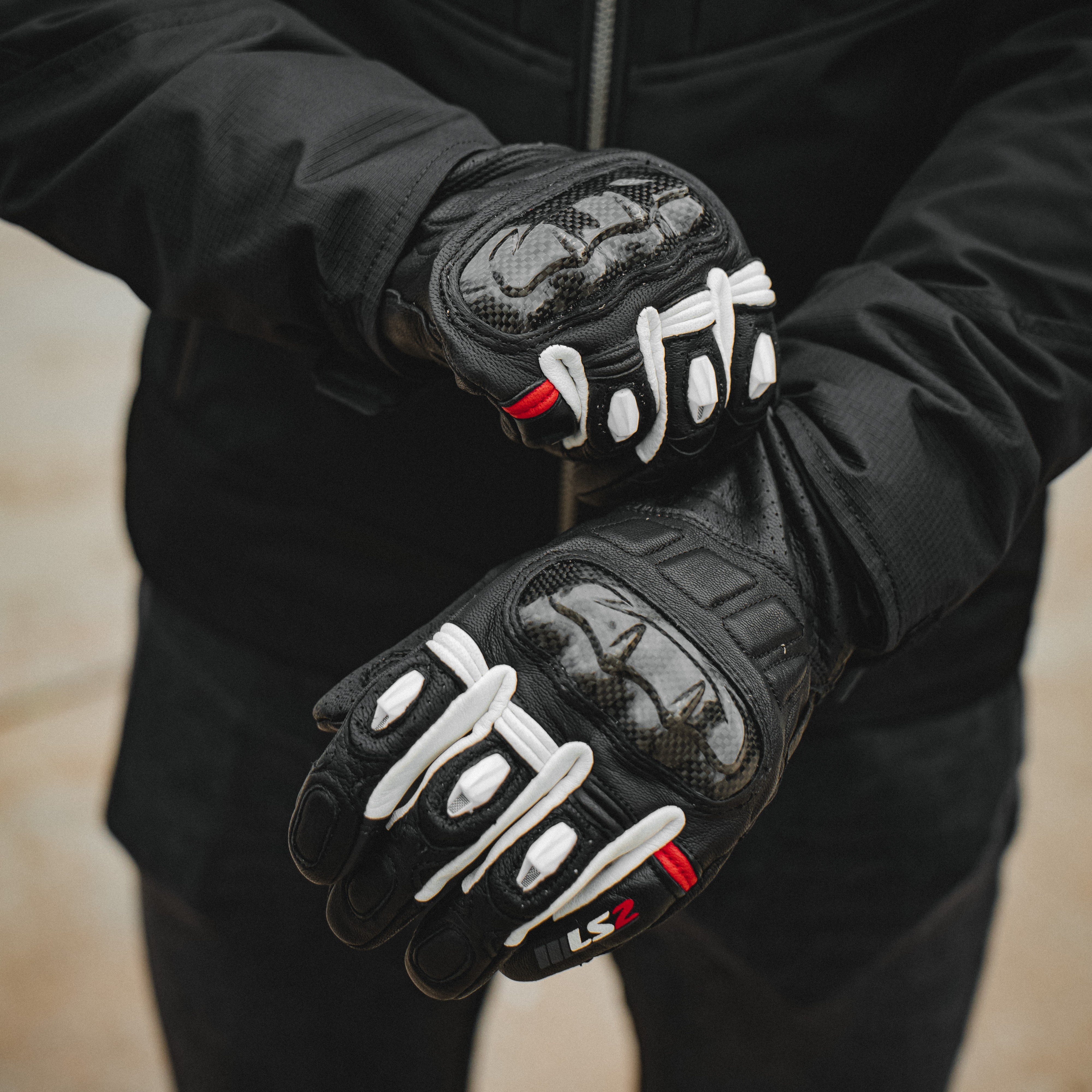 Guante LS2 Spark Hombre Blanco / Negro